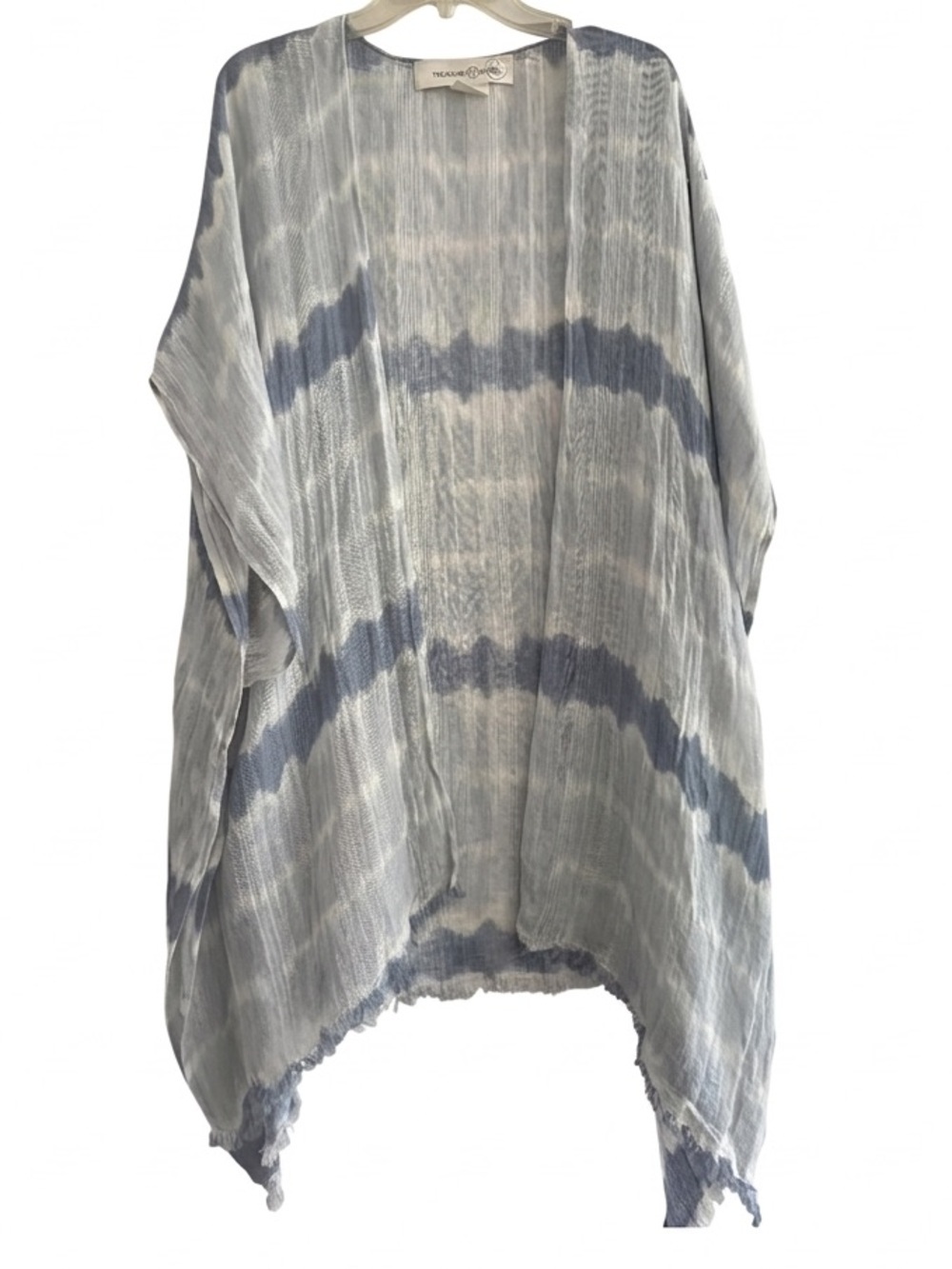 Treasure & Bond Nordstrom Blue White Shibori Tie Dye Cotton Gauze Kimono OS